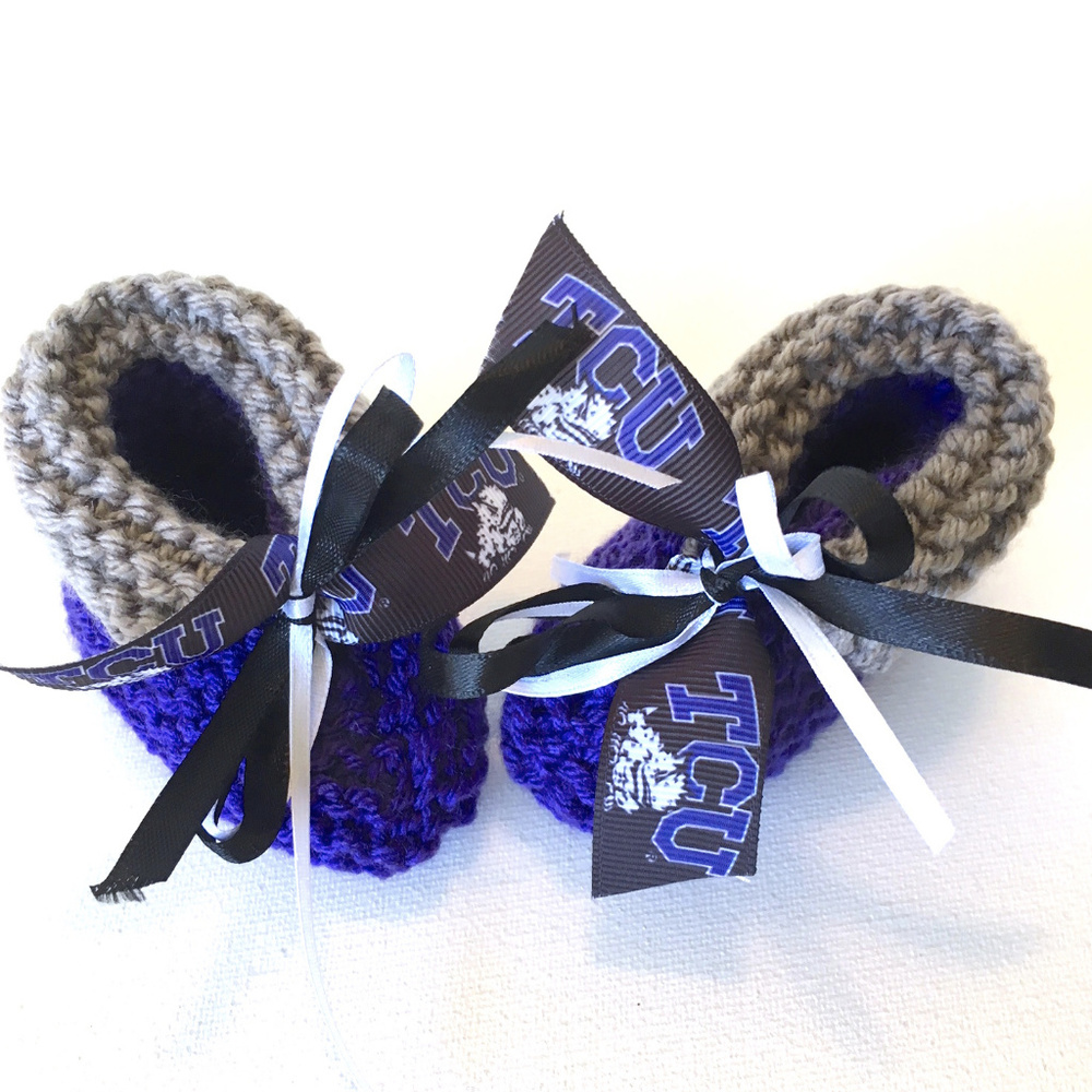 TX Christian University HORNED FROGS Baby Booties *NEW*